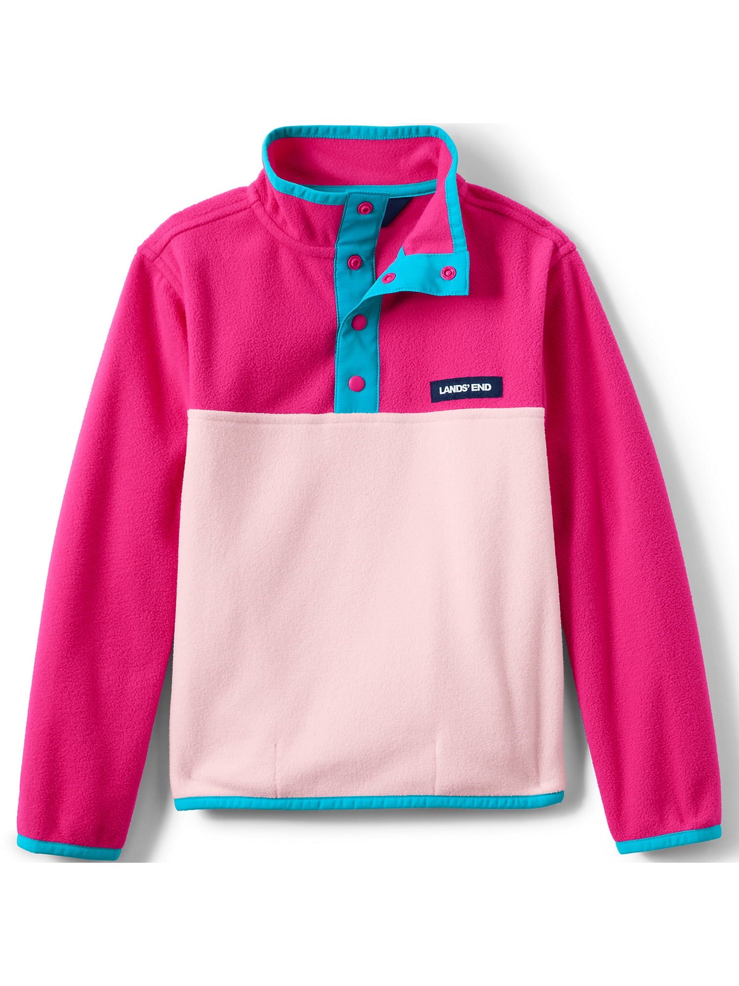 Lands end fleece snap neck pullover sales