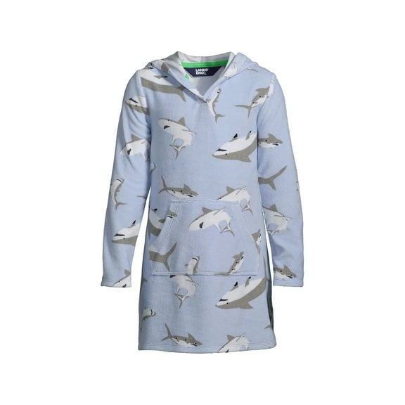 Lands' End Kids Long Sleeve Hooded Front Pocket Terry Cloth Swimsuit Cover-Up