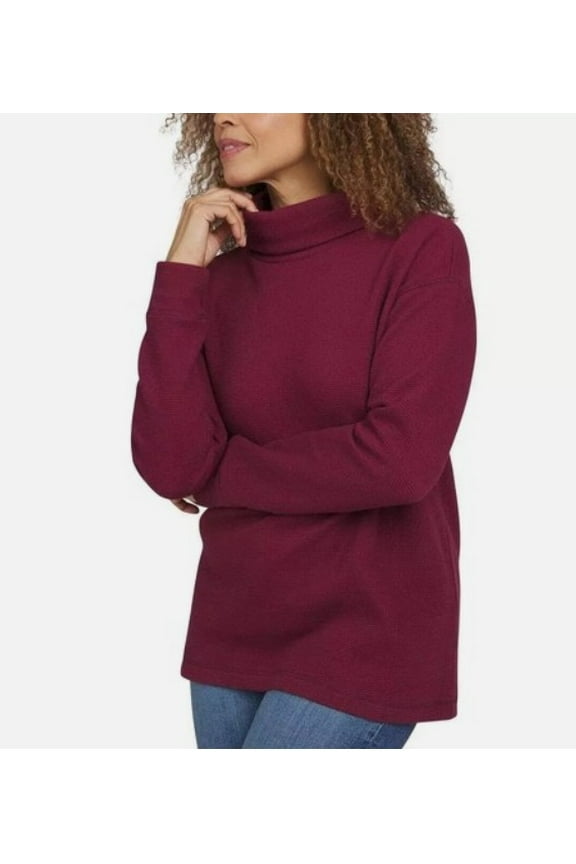 Ladies Waffle Funnel Neck Sweater