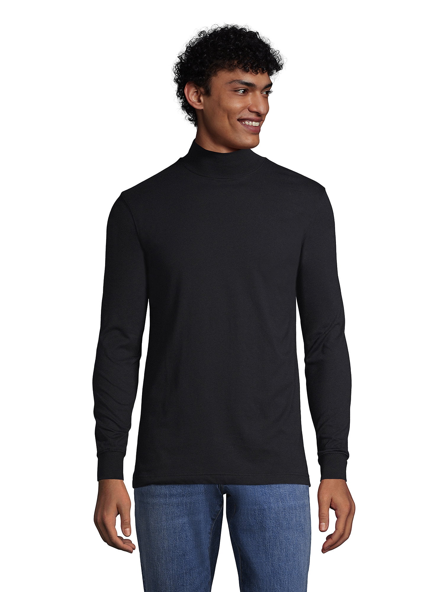 Lands' End Lands' End Men's SuperT Mock Turtleneck, BLACK, L