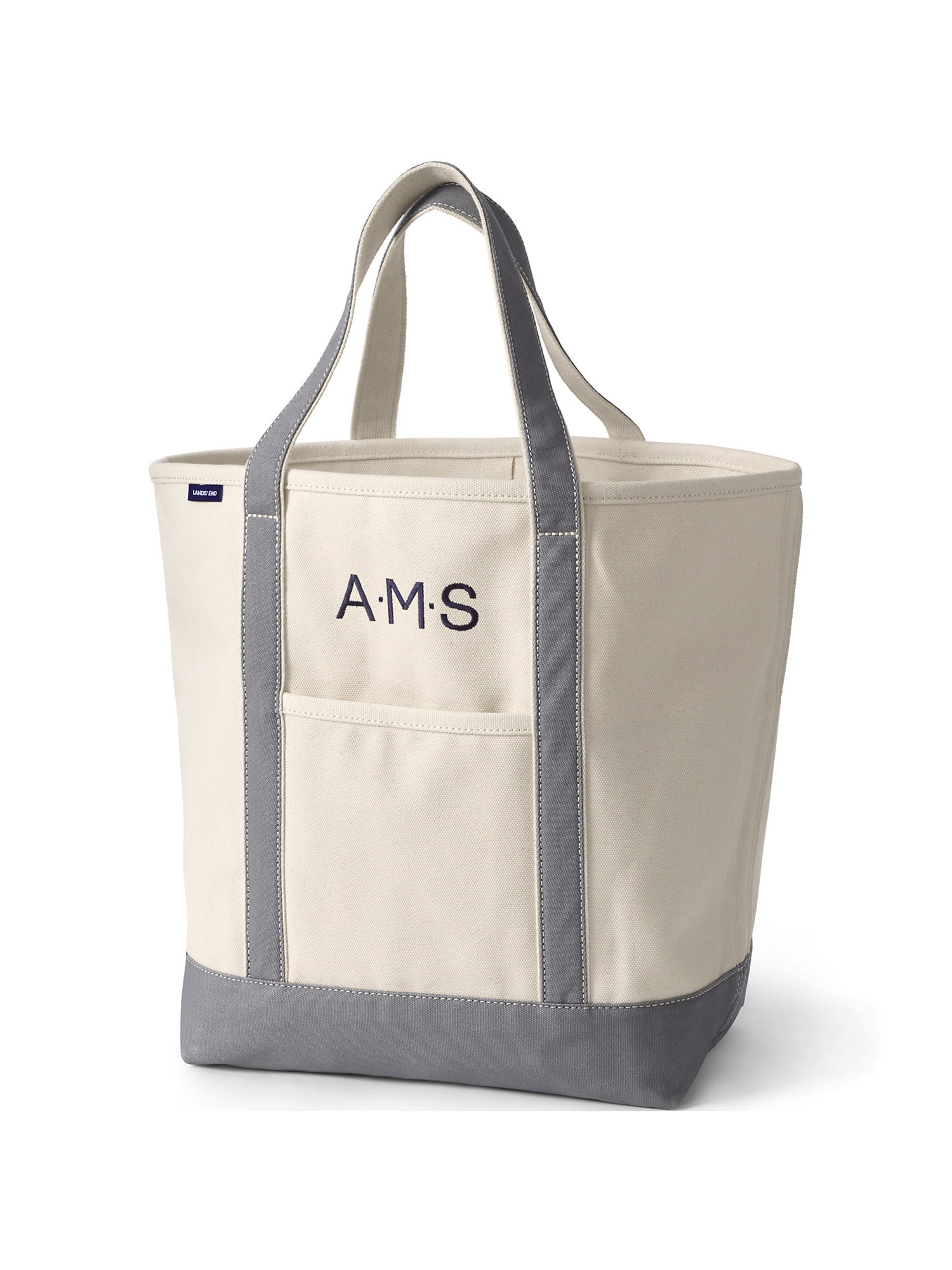 Lands' End Large Print 5 Pocket Open Top Canvas Tote Bag