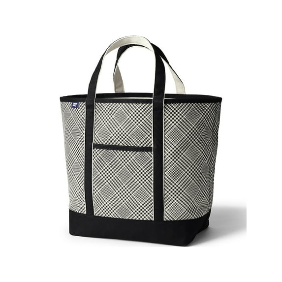 Lands' End Large Print 5 Pocket Open Top Canvas Tote Bag
