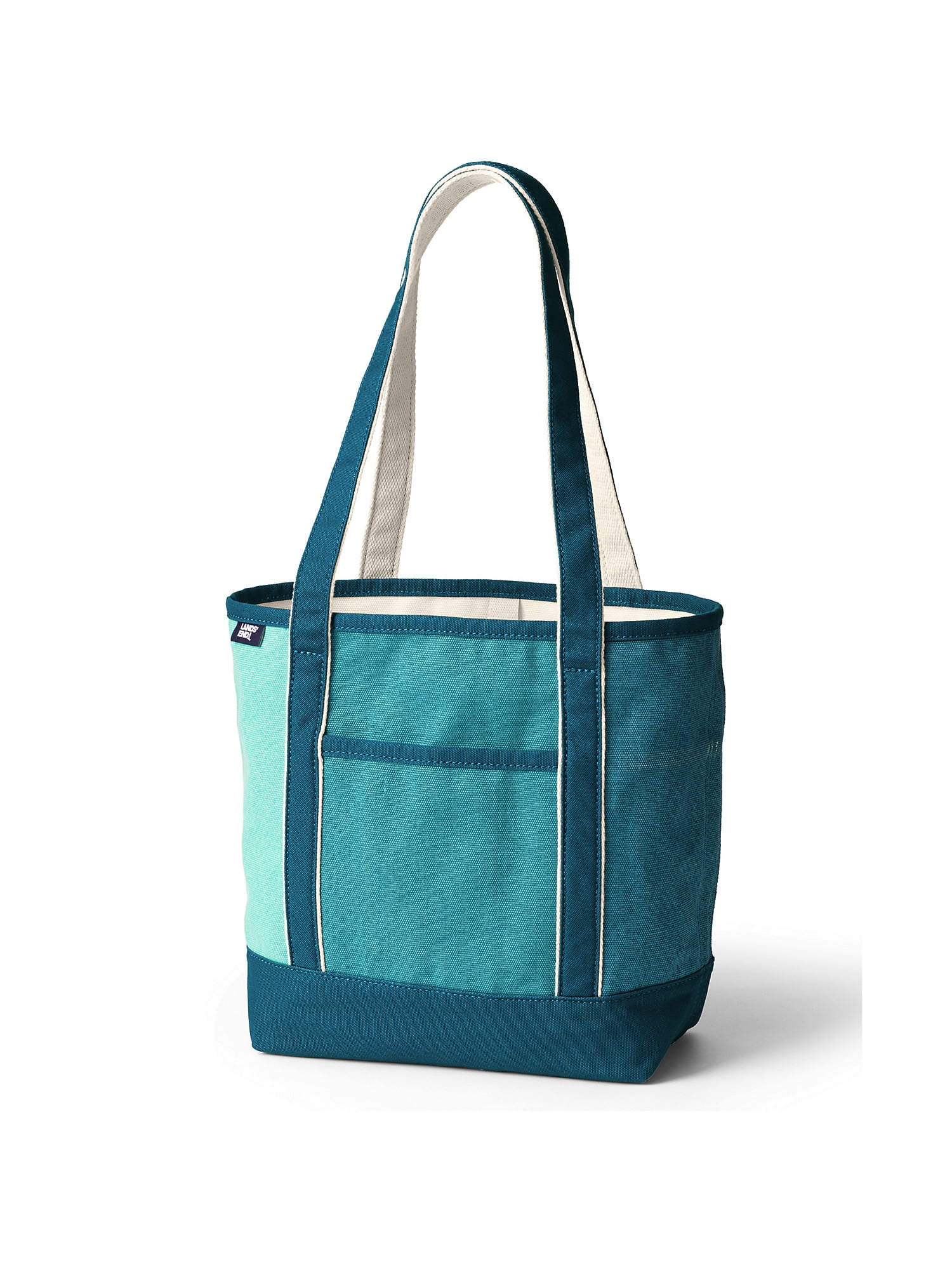 Lands' End - Colorblock Large Open Top Canvas Tote Bag