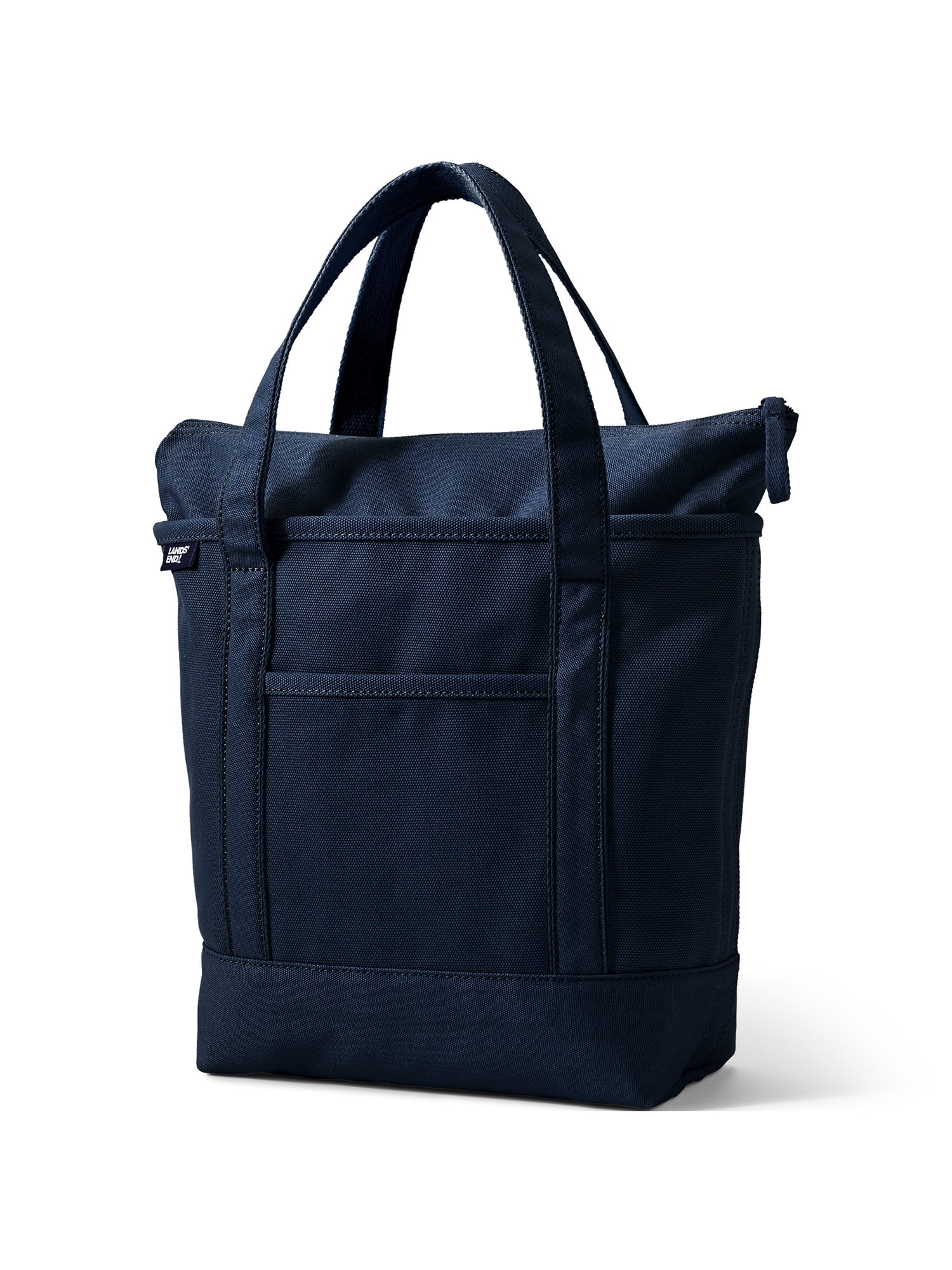 Lands' End Medium Solid Color 5 Pocket Zip Top Canvas Tote