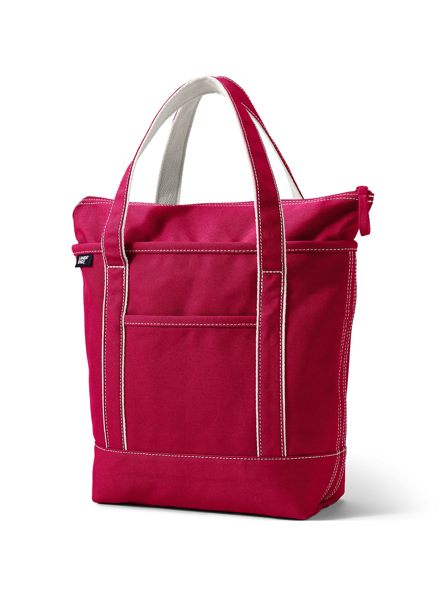Lands' End Small Natural Zip Top Canvas Tote Bag 