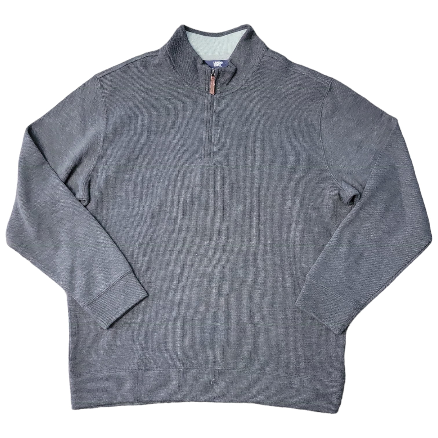 Lands' End Men's Bedford Rib Quarter Zip Long Sleeve Soft