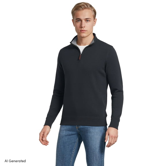 Lands' End Men's Bedford Rib Quarter Zip Sweater