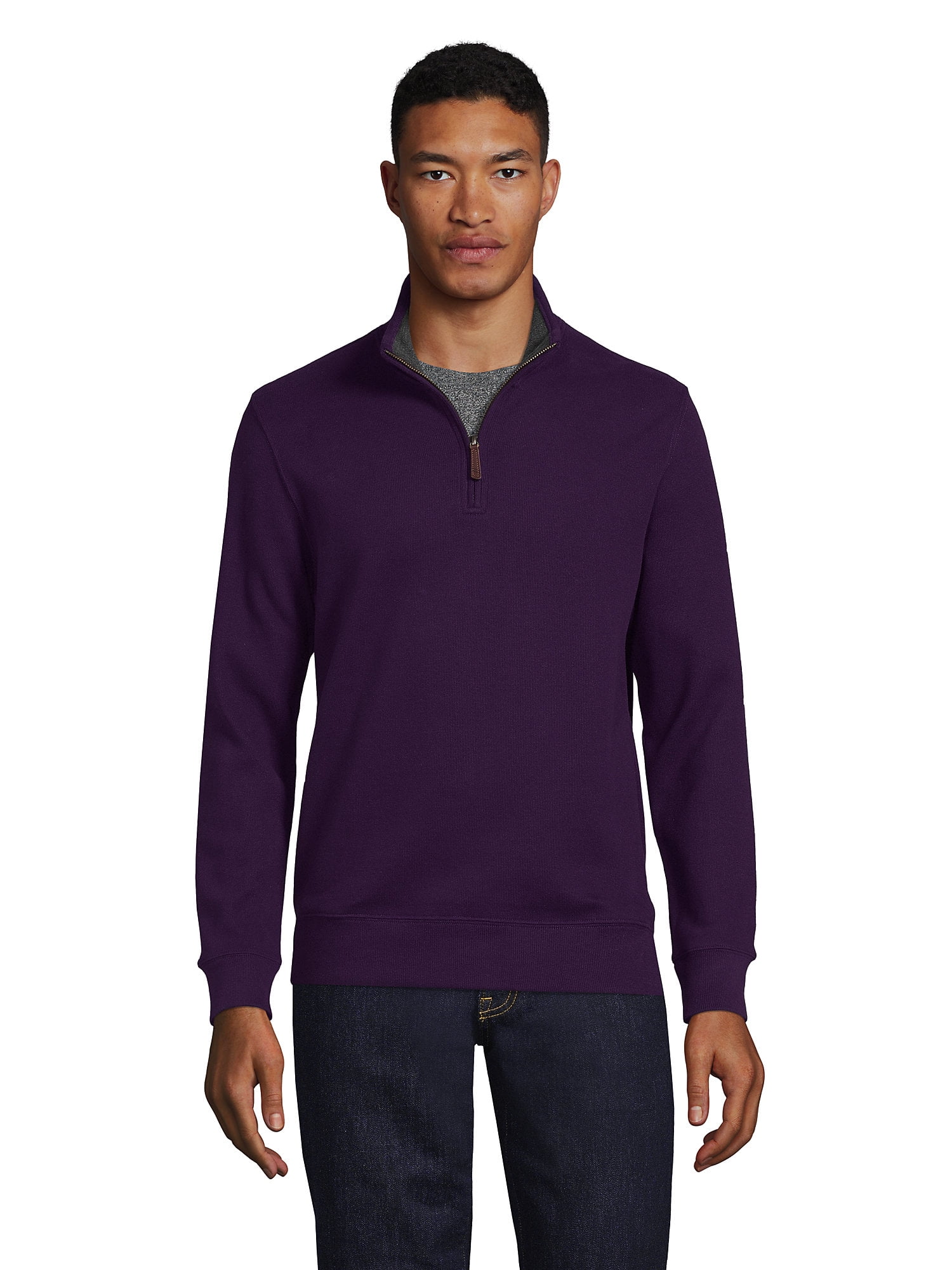 Lands' End Men's Bedford Rib Quarter Zip Sweater - Walmart.com