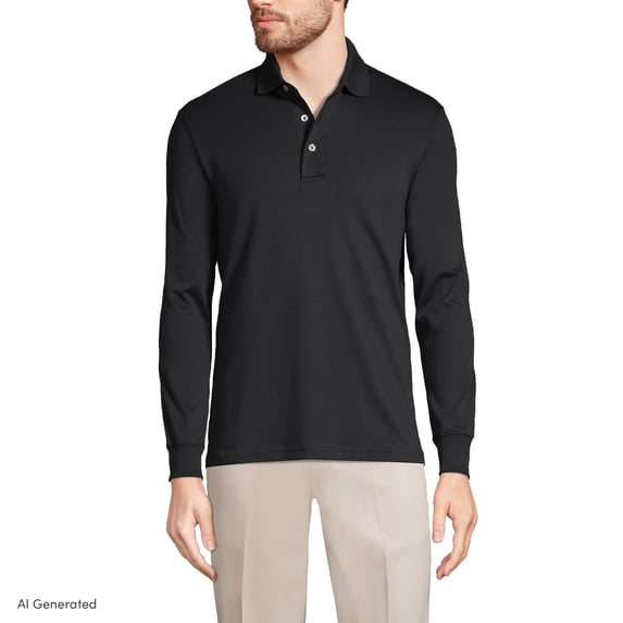 Lands' End Men's Long Sleeve Supima Polo