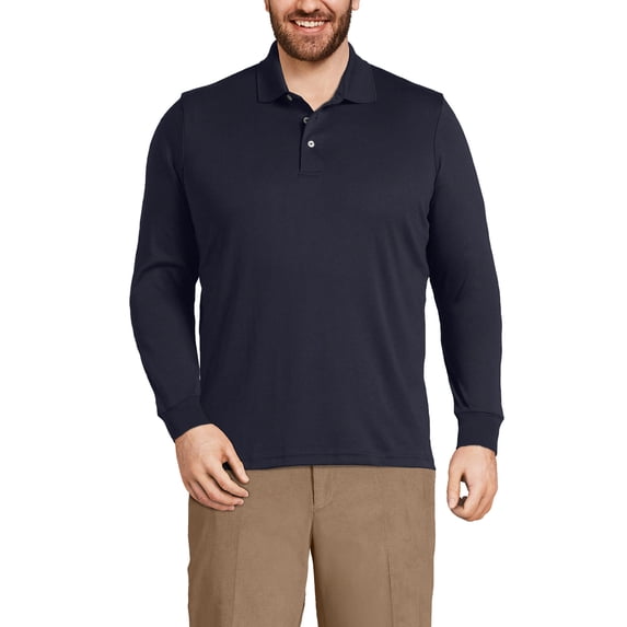 Lands' End Men's Long Sleeve American-Grown Supima Cotton Polo Shirt