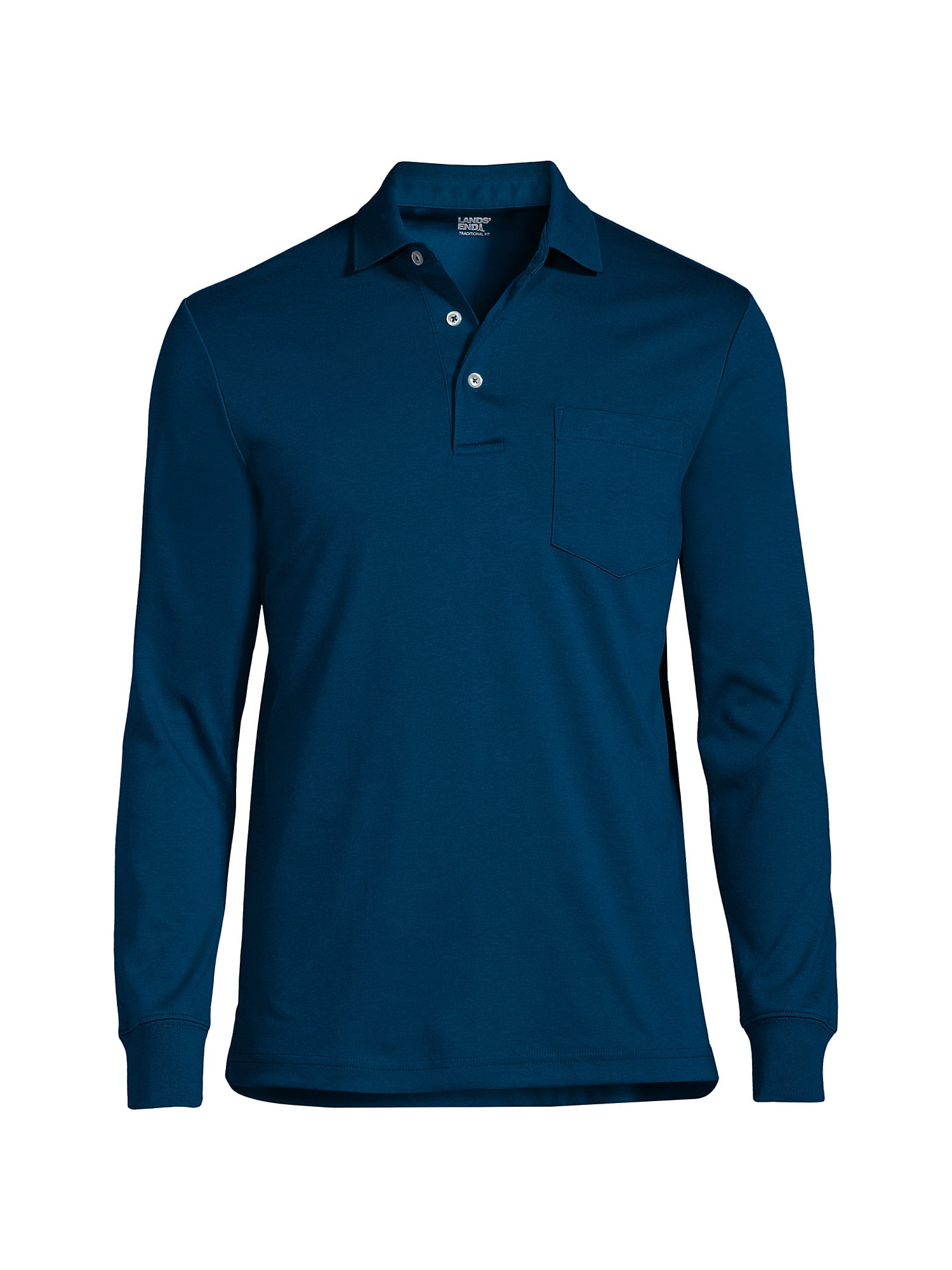 Lands End Men s Big Long Sleeve Super Soft Supima Polo Shirt with Pocket Walmart