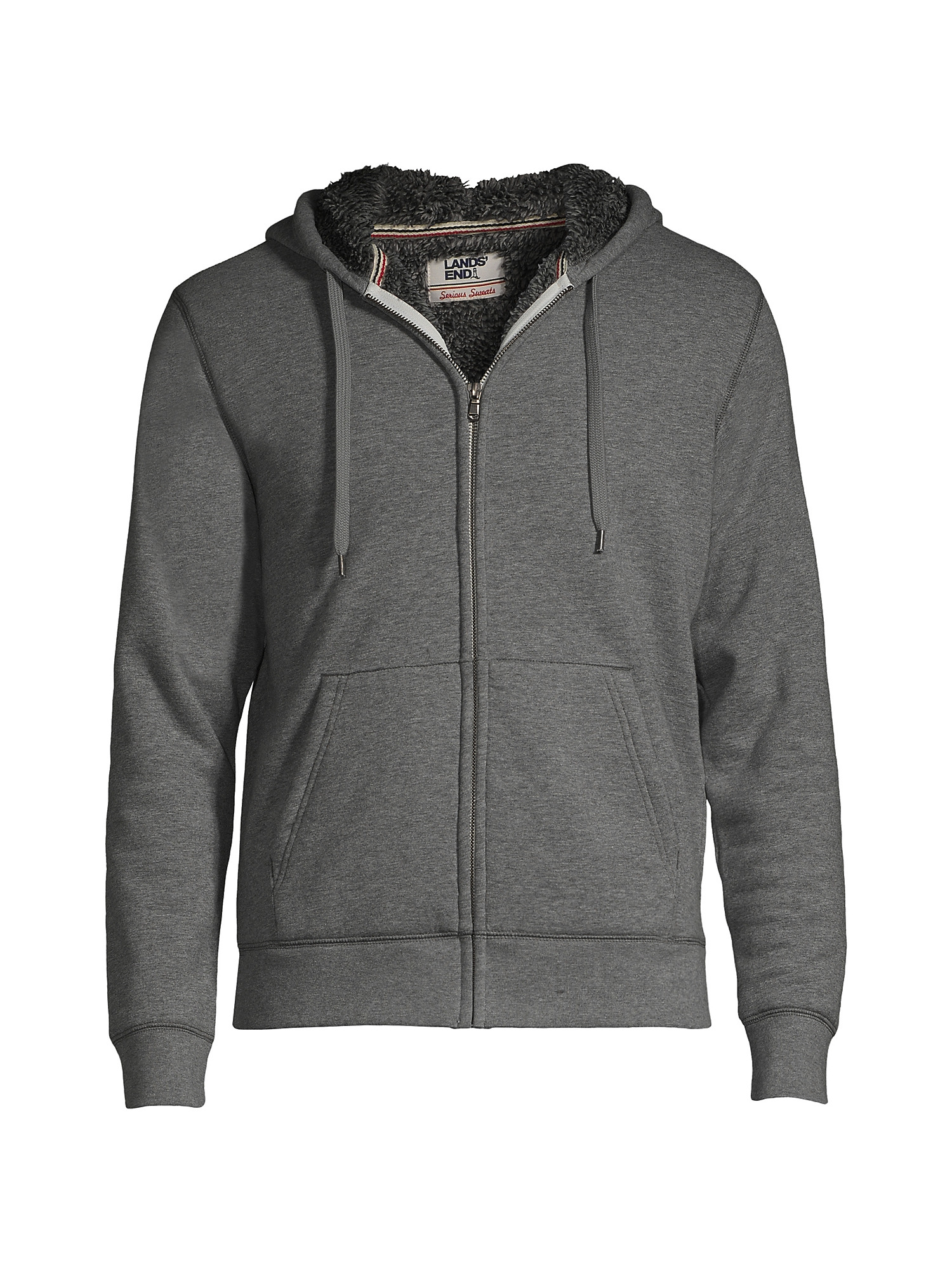 Lands End Men s Big Serious Sweats Full Zip High Pile Fleece Hoodie Walmart