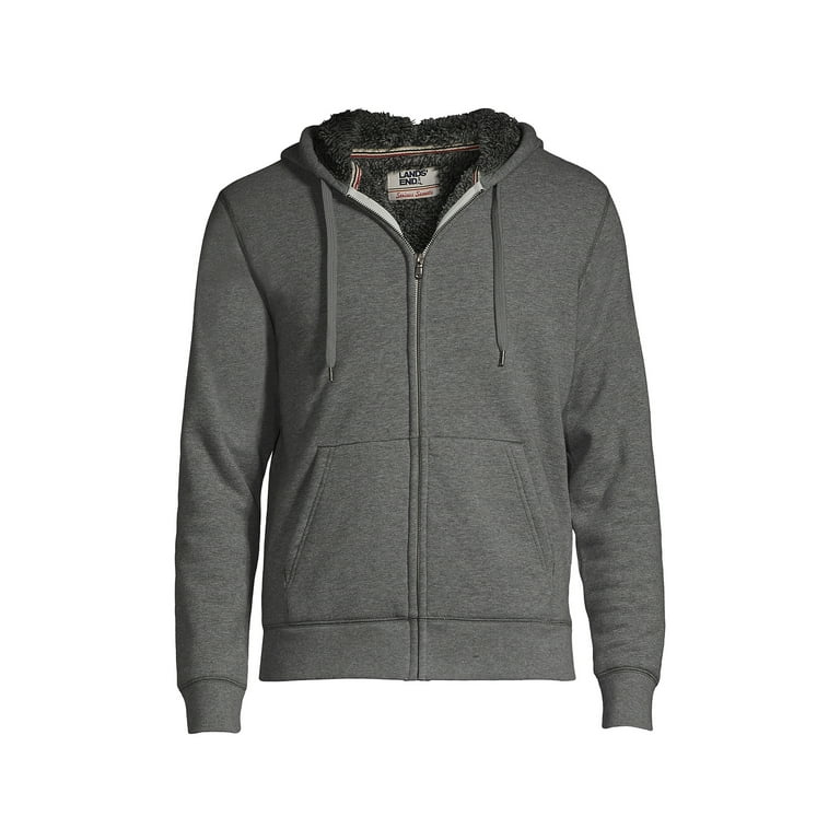Lands End Men s Big Serious Sweats Full Zip High Pile Fleece Hoodie Walmart