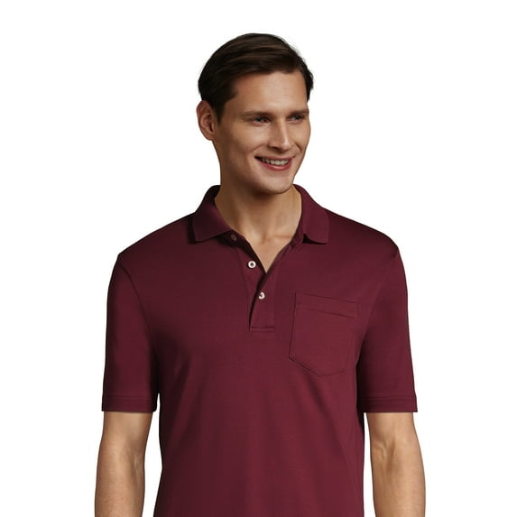 Lands' End Men's Big Short Sleeve Super Soft Supima Polo Shirt with Pocket