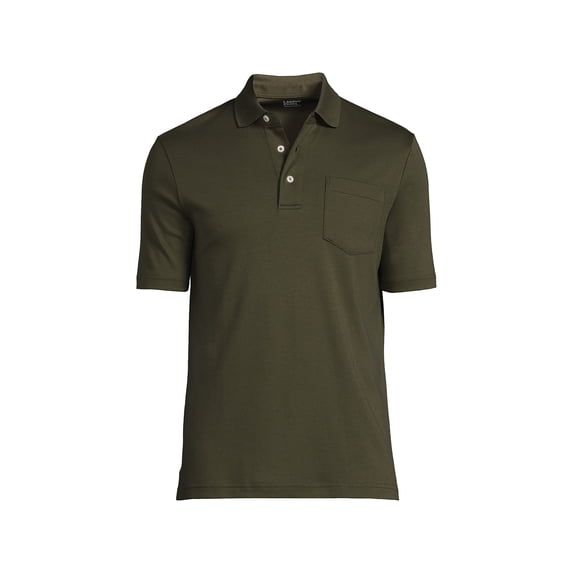 Lands' End Men's Big Short Sleeve Super Soft Supima Polo Shirt with Pocket