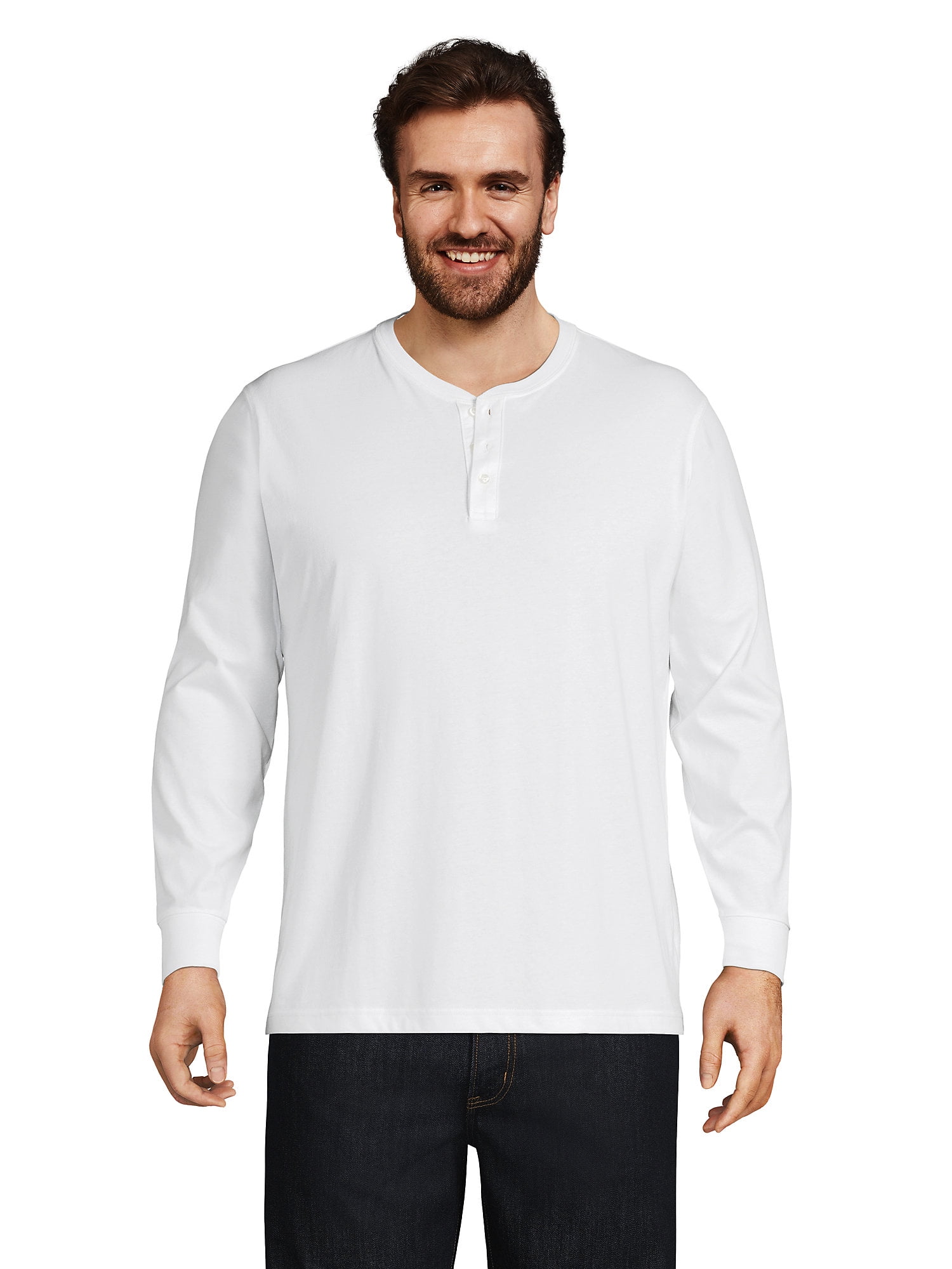 Lands' End Men's Big SuperT Long Sleeve Henley Shirt
