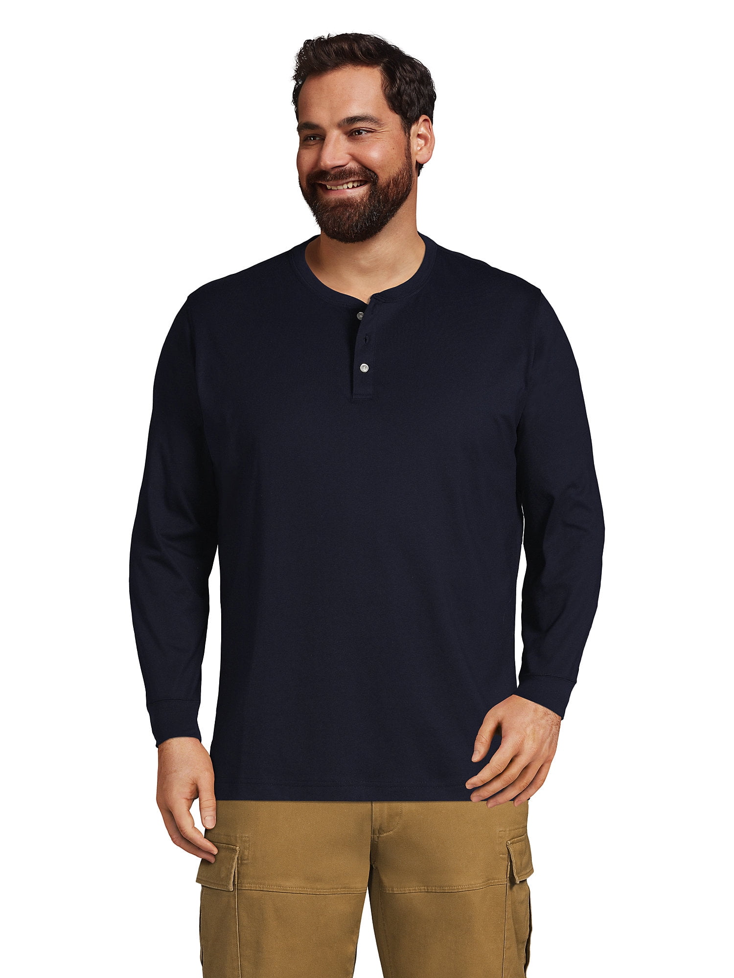 Lands' End Men's Big SuperT Long Sleeve Henley Shirt