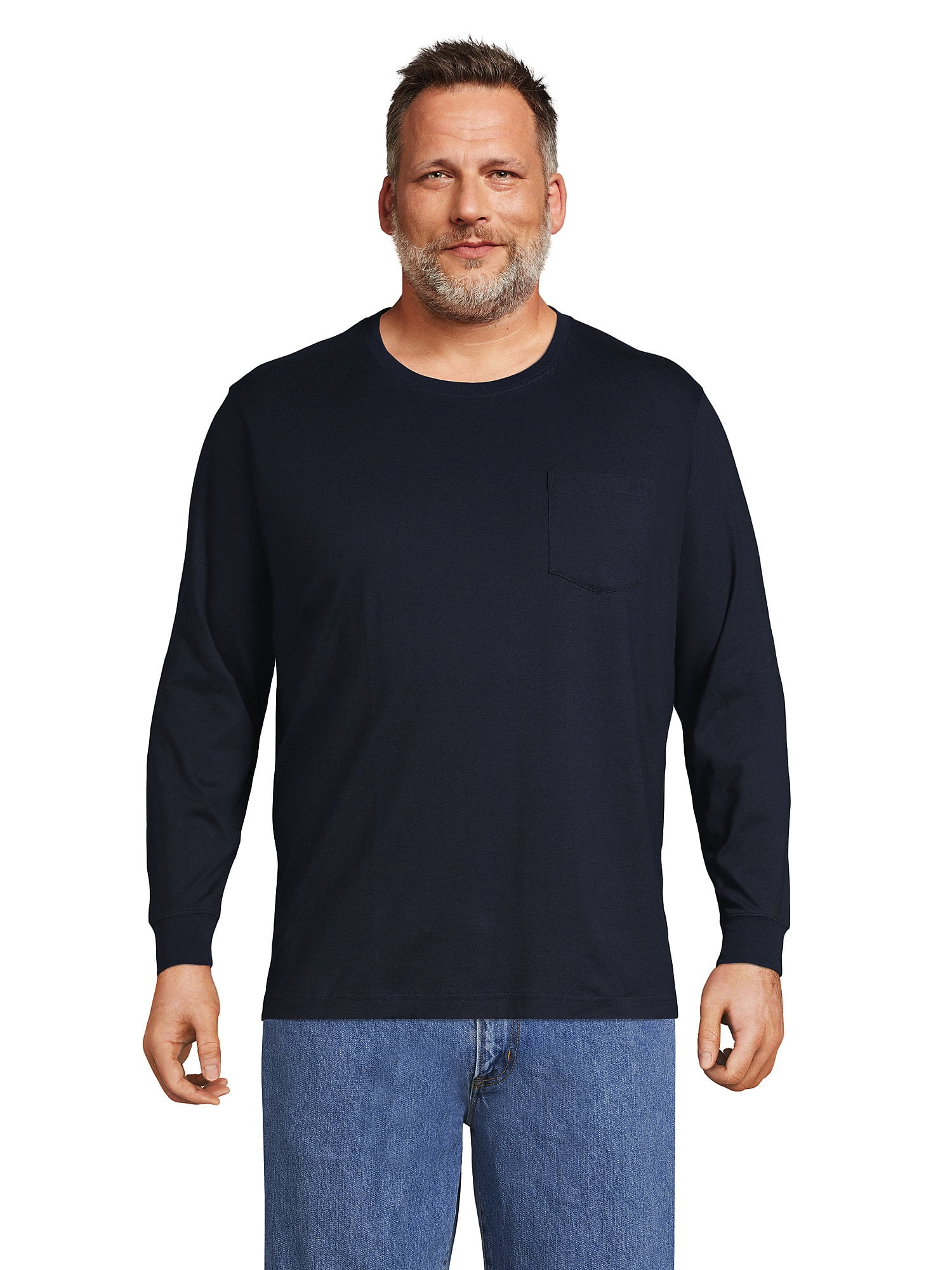 Lands' End Men's Big SuperT Long Sleeve TShirt with Pocket
