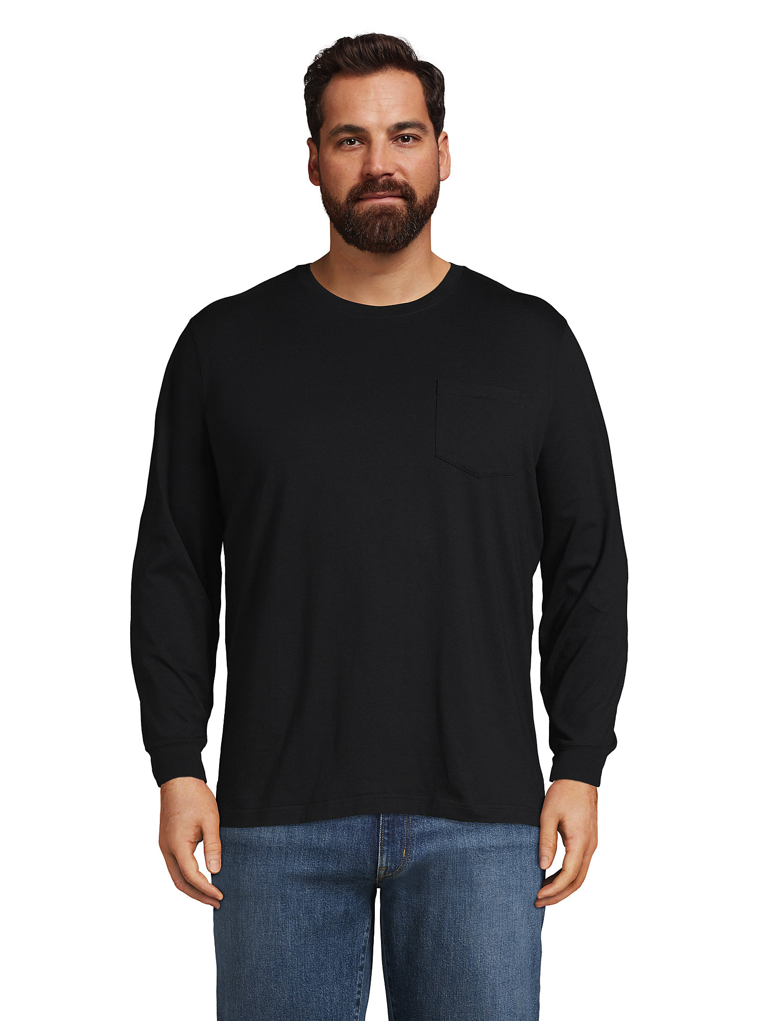 Lands' End Men's Big SuperT Long Sleeve TShirt with Pocket