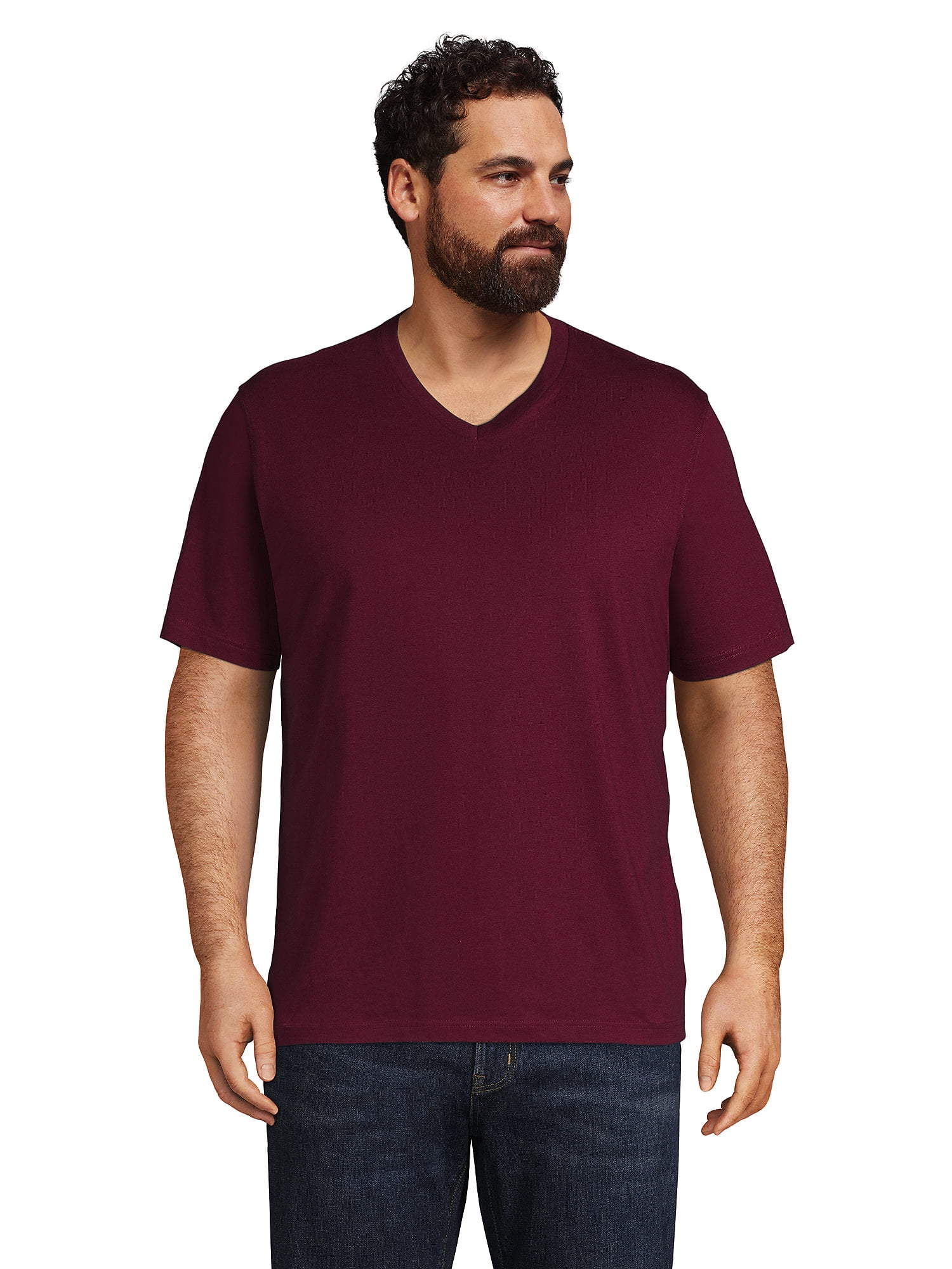 Lands' End Men's Big Super-T Short Sleeve V-Neck T-Shirt - Walmart.com