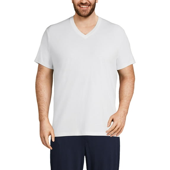 Lands' End Essentials Men's V-Neck T-Shirt 3 Pack - Premium Cotton Tee, Casual Regular Fit