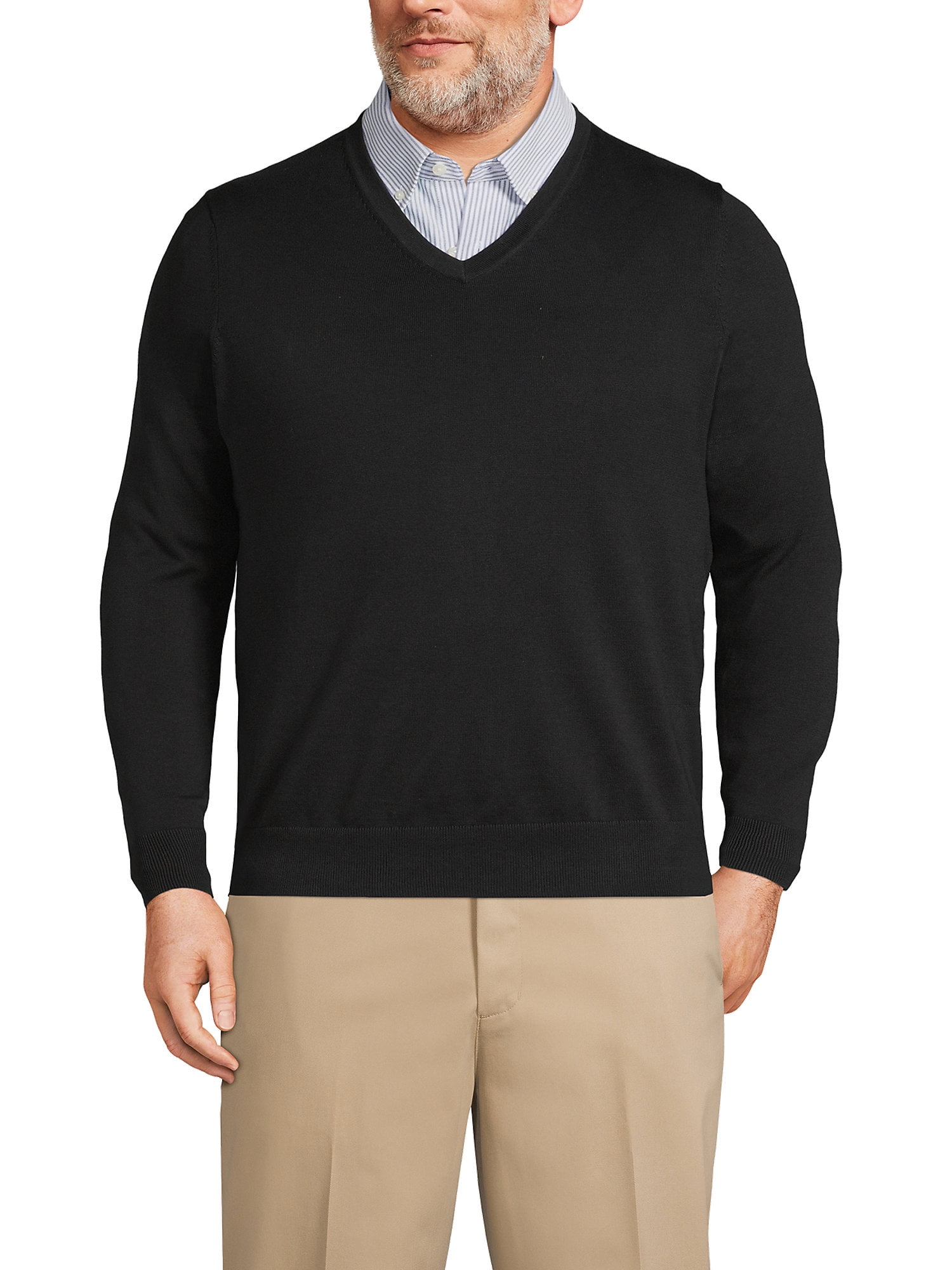 Lands' End Men's Big and Tall Classic Fit Fine Gauge Supima Cotton V