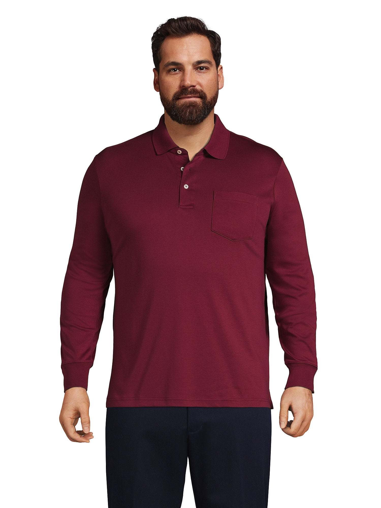 Lands' End Men's Big and Tall Long Sleeve Super Soft Supima Polo Shirt