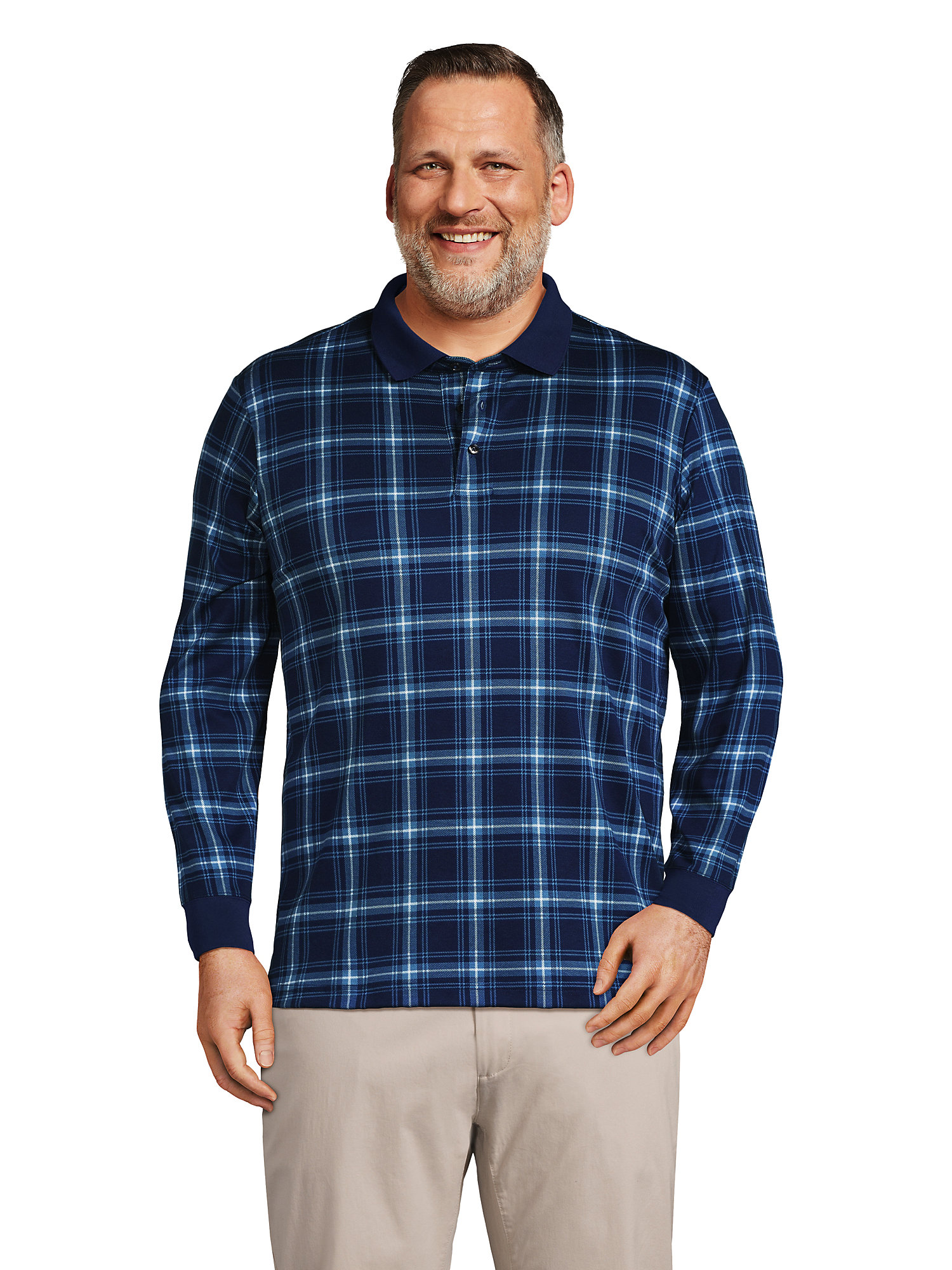 Lands' End Men's Big and Tall Long Sleeve Super Soft Supima Polo Shirt