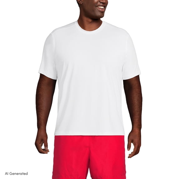 Lands' End Men's Big and Tall SunShade UPF 50 Short Sleeve Swim Tee Rash Guard