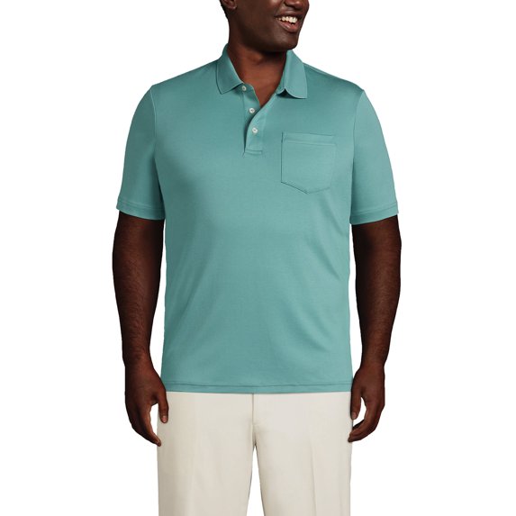 Lands' End Men's Big and Tall Short Sleeve Super Soft Supima Polo Shirt with Pocket