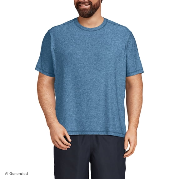 Lands' End Men's Big and Tall SunShade UPF 50 Short Sleeve Swim Tee Rash Guard