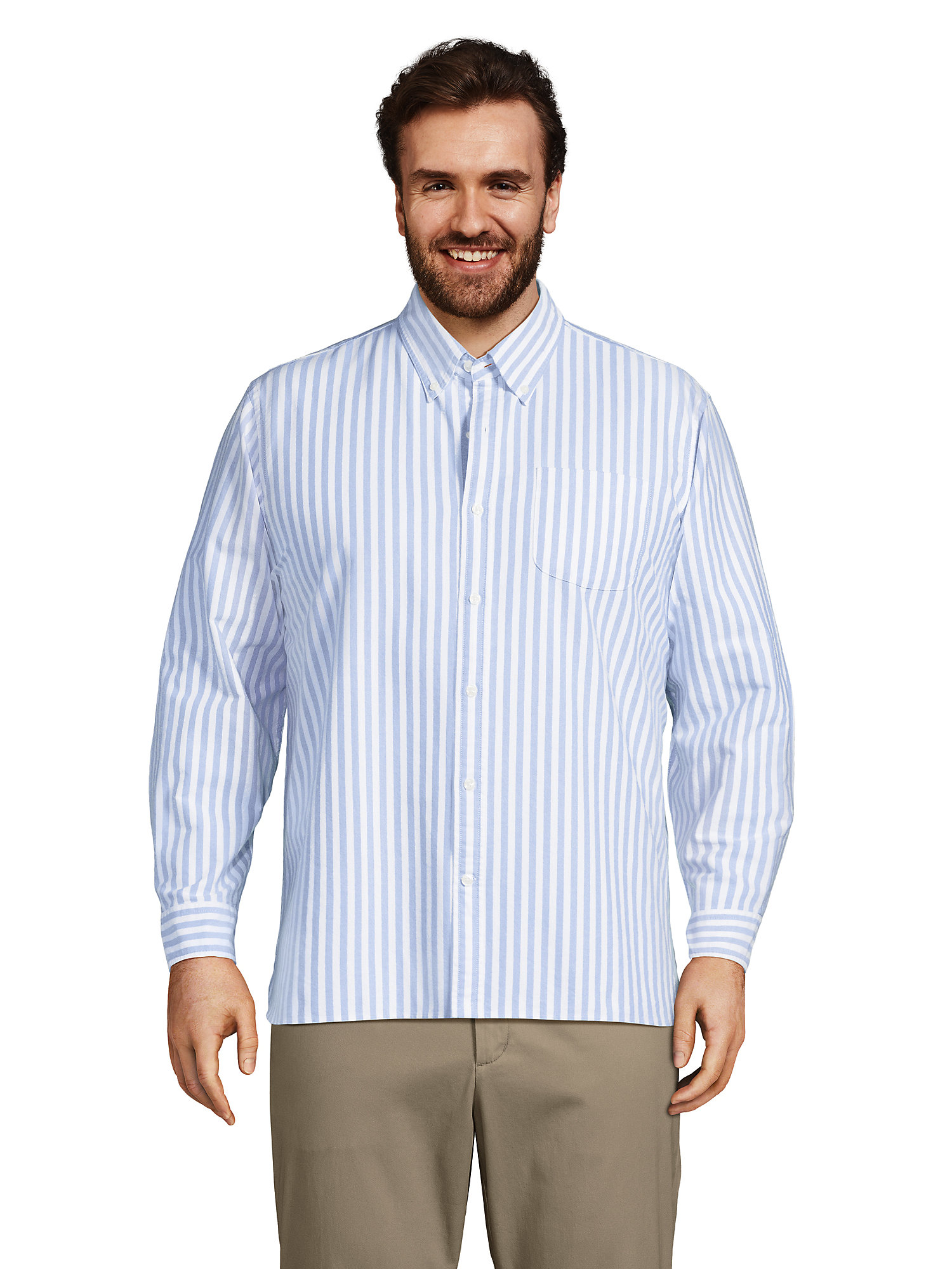 Lands' End Men's Big and Tall Traditional Fit Sail Rigger Oxford Shirt
