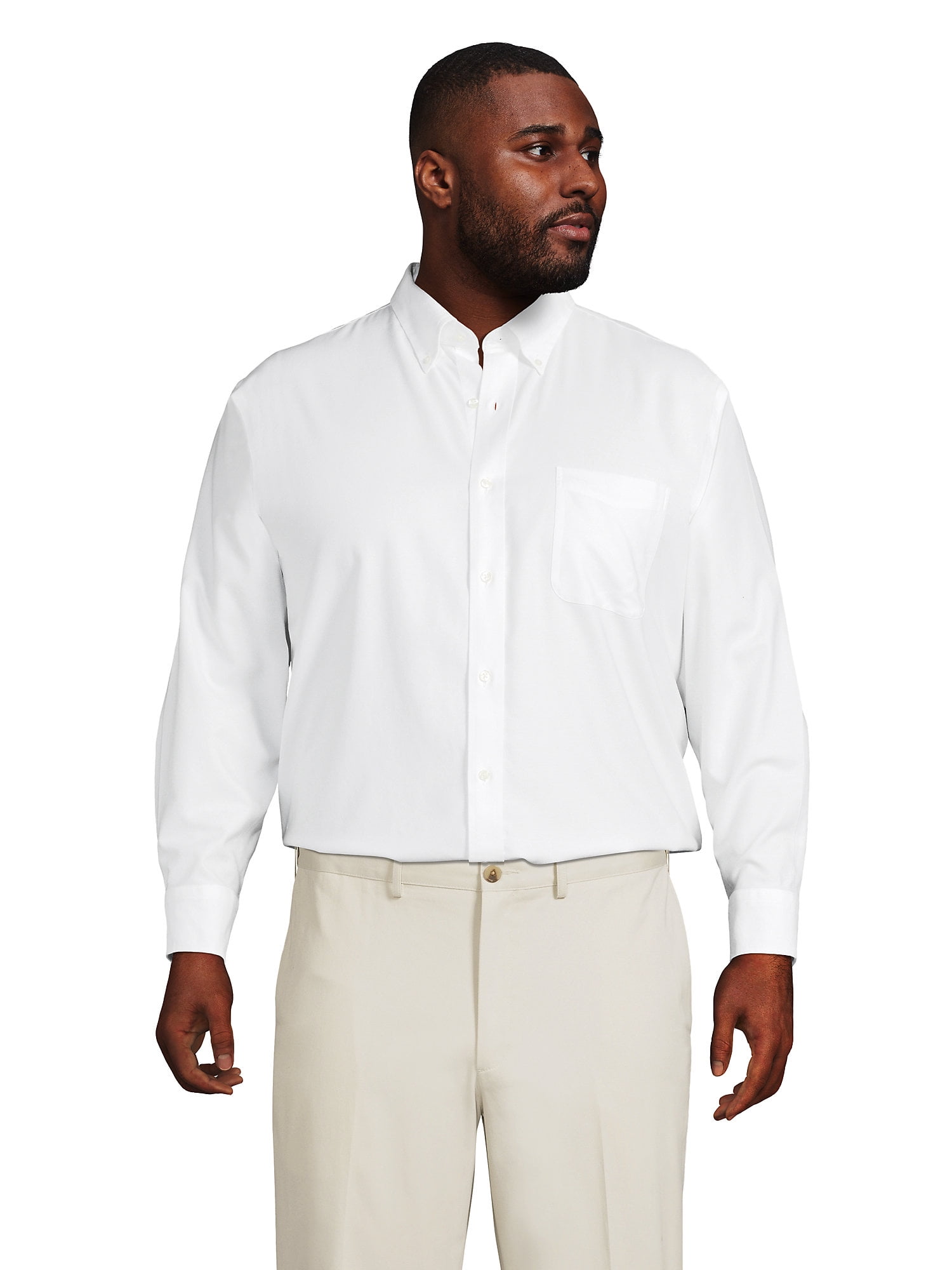 Lands' End Men's Big and Tall Traditional Fit Solid No Iron Supima