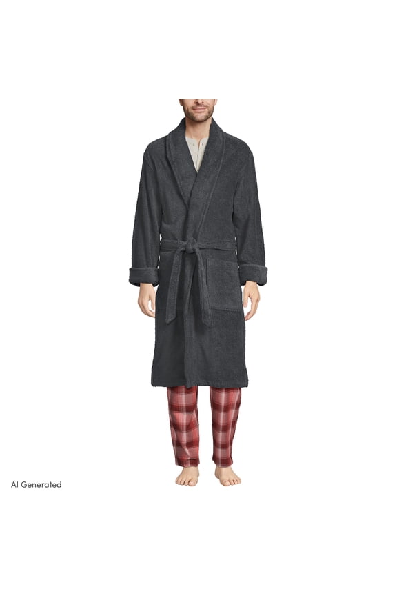 Men's Full-Length Turkish Cotton Terry Bathrobe – 55" Length | Plush, Absorbent, 2 Pockets, Spa Comfort