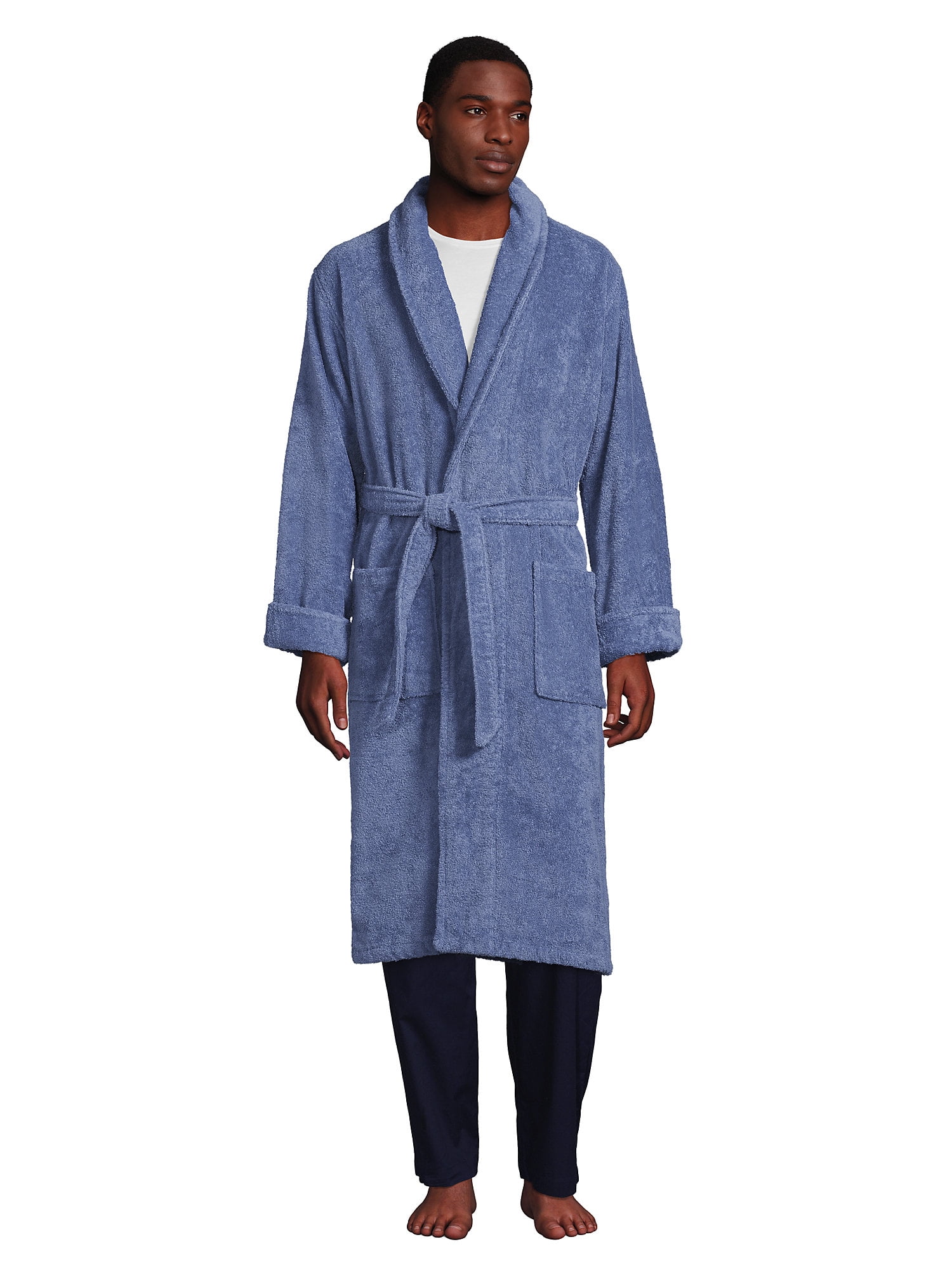 Lands' End Men's Calf Length Turkish Terry Robe