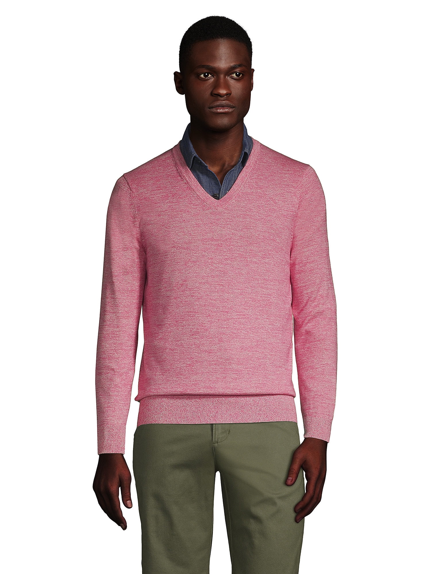 Lands' End Men's Classic Fit Fine Gauge Supima Cotton Vneck Sweater