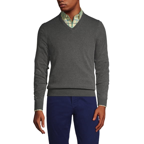 Lands' End Men's Classic Fit Fine Gauge Supima Cotton V-neck Sweater