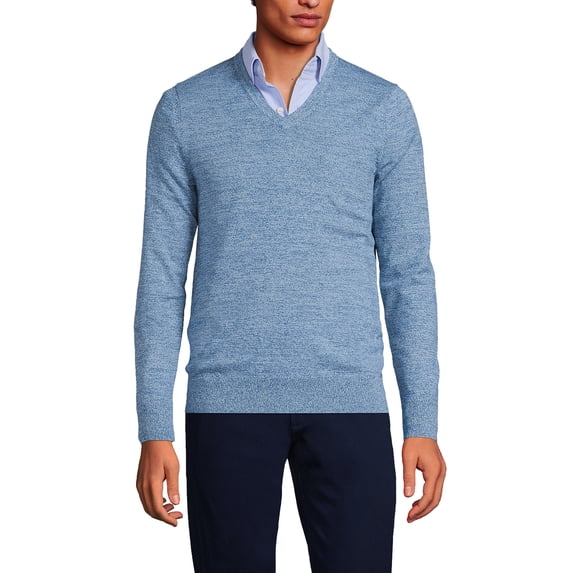 Lands' End Men's Classic Fit Fine Gauge Supima Cotton V-neck Sweater