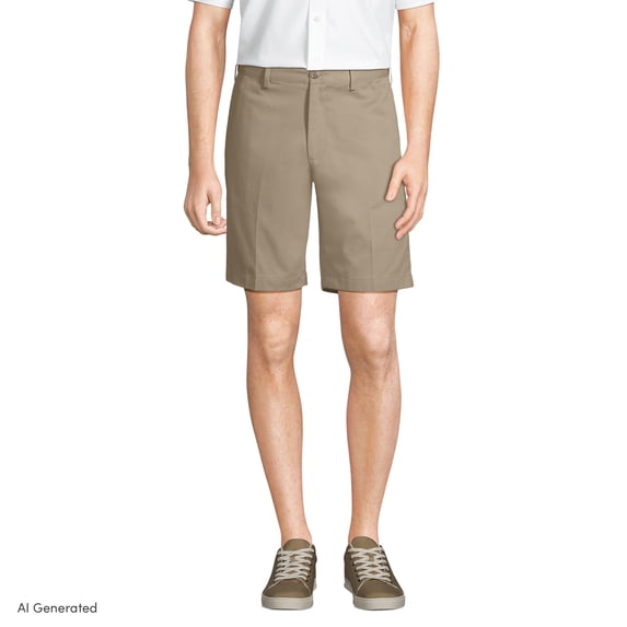 Lands' End Men's No Iron 9" Comfort Waist Plain Front Chino Short