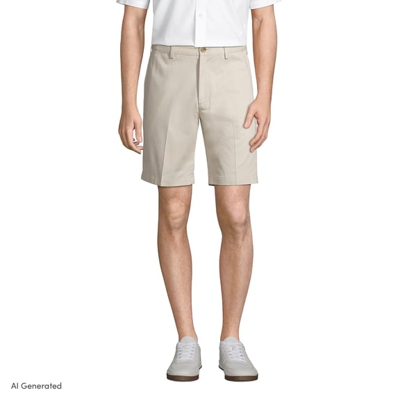 Lands' End Men's No Iron 9" Comfort Waist Plain Front Chino Short