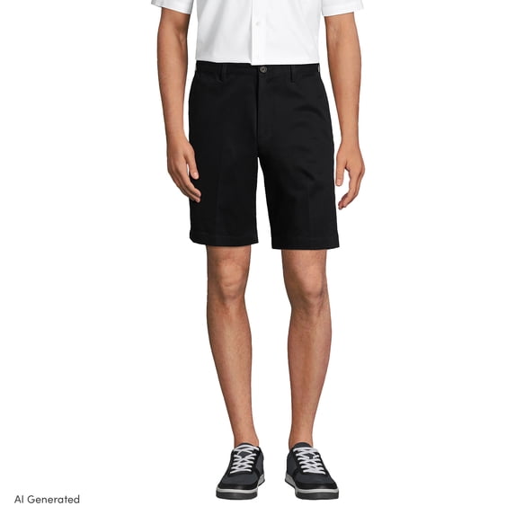 Lands' End Men's No Iron 9" Comfort Waist Plain Front Chino Short