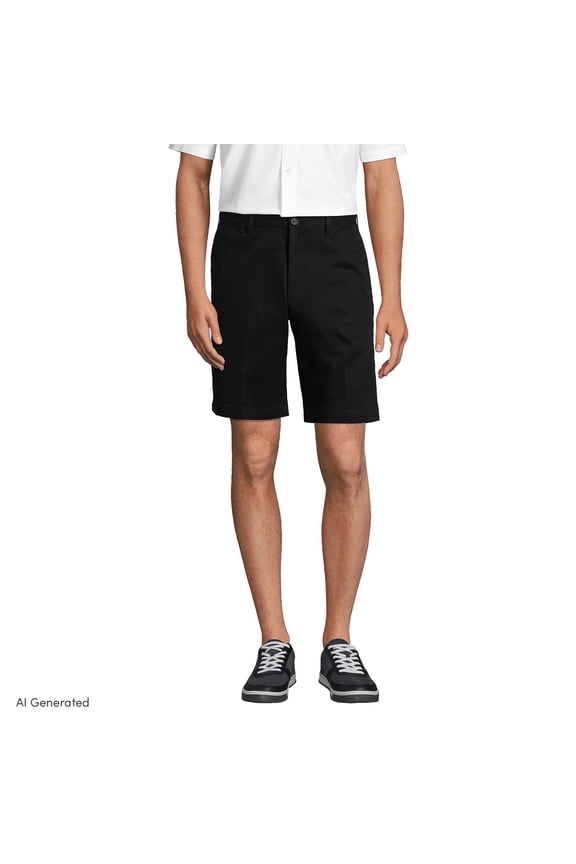 Men's No Iron 9" Comfort Waist Plain Front Chino Short