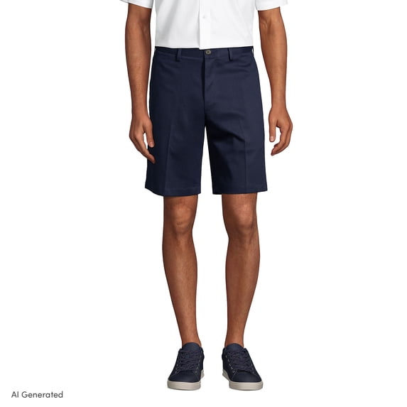 Lands' End Men's No Iron 9" Comfort Waist Plain Front Chino Short