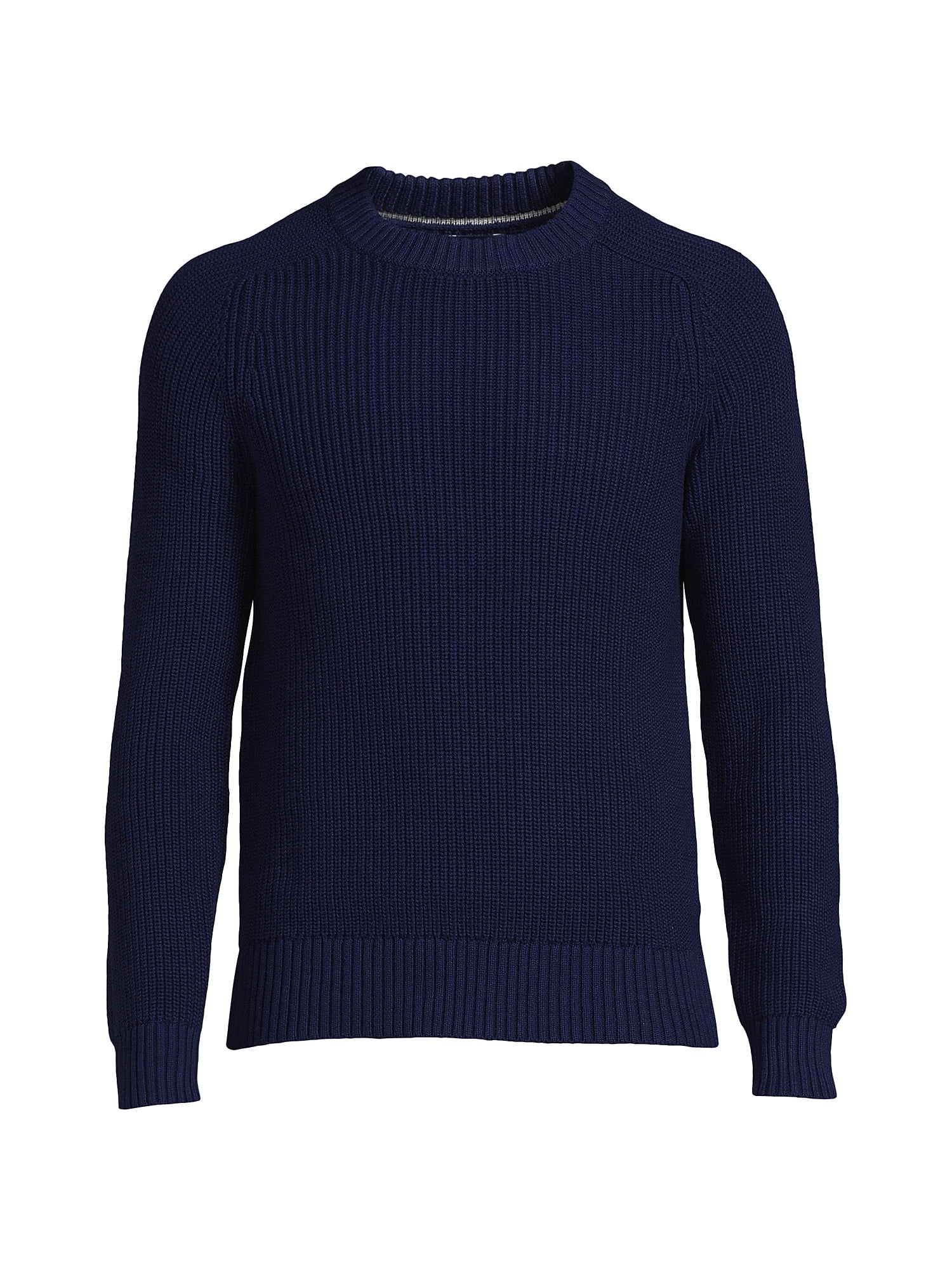 Lands' End Men's Cotton Drifter Saddle Crewneck Shaker Sweater