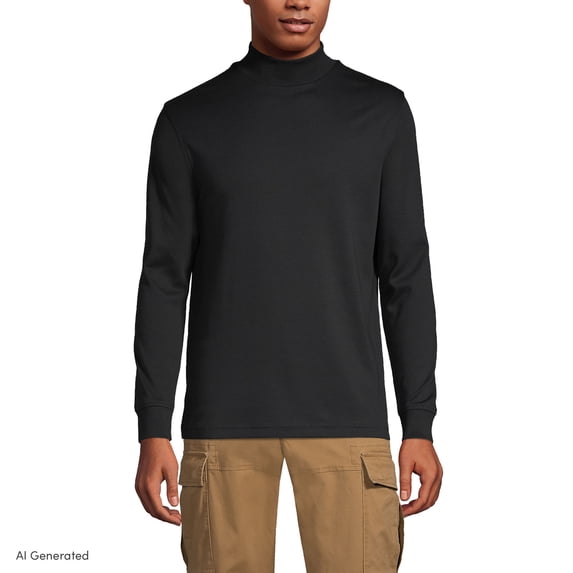 Lands' End Men's American-Grown Supima Cotton Mock Turtleneck Shirt