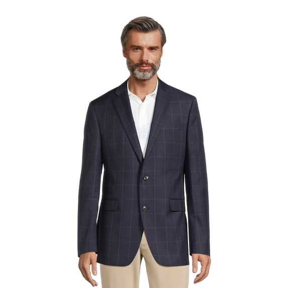 Lands' End Men's Deep Sea Navy Windowpane Sport Coat