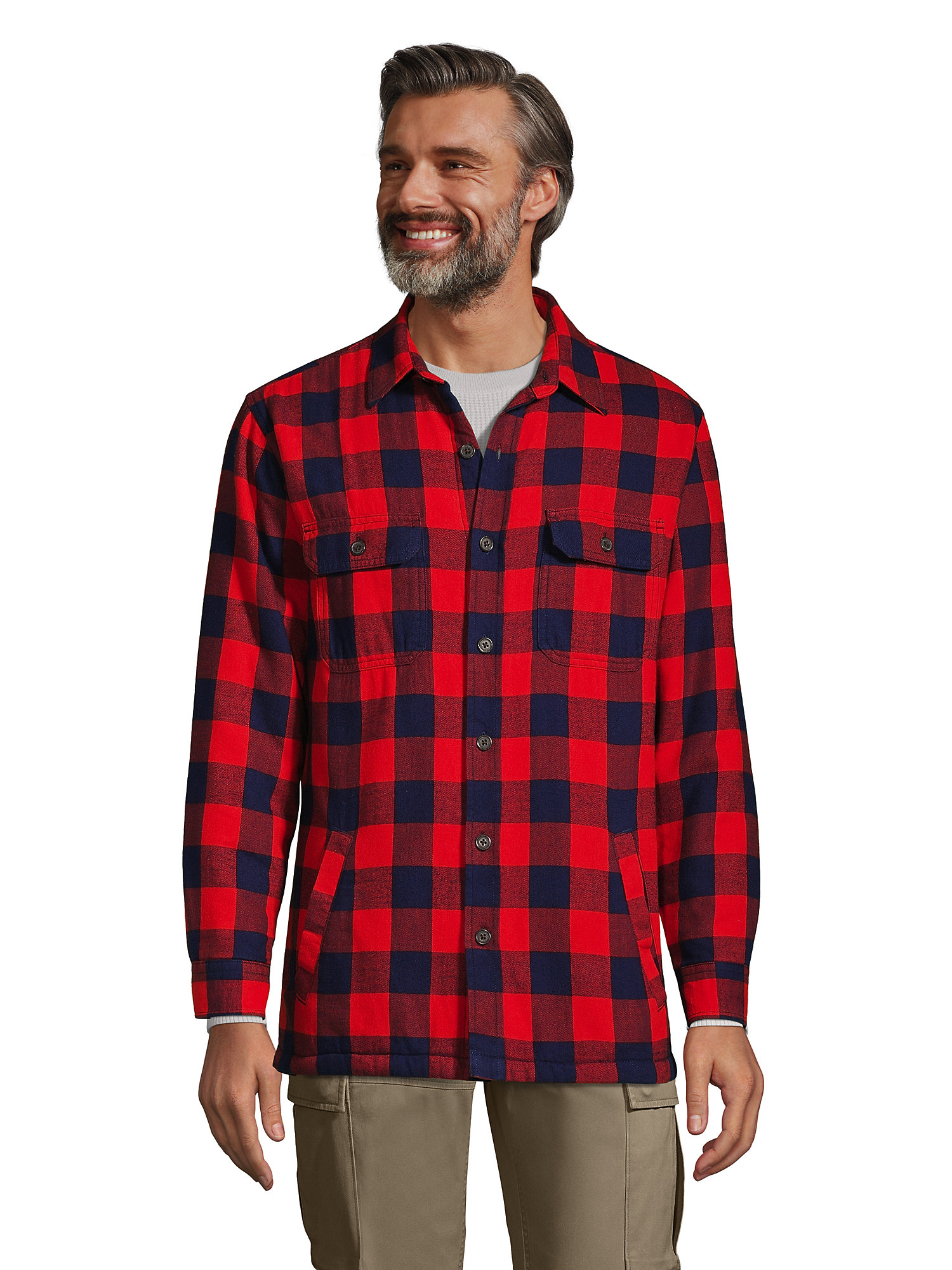 L size Pile Lined Plaid Flannel Shirt