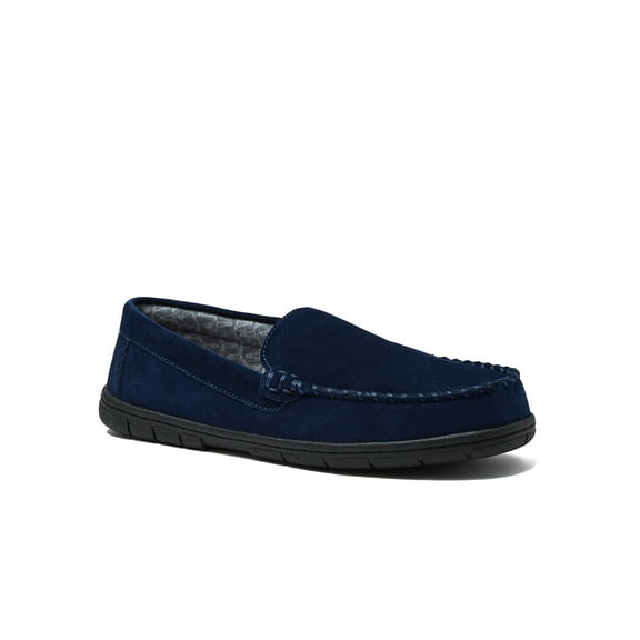 Lands' End Men's Flannel Lined Suede Slip On Moccasin Slippers