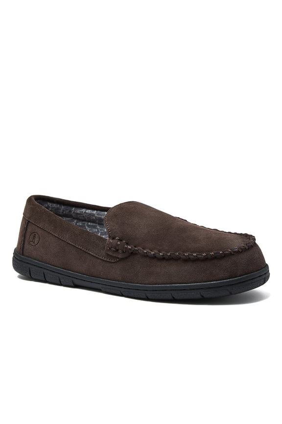 Men's Flannel Lined Suede Slip On Moccasin Slippers