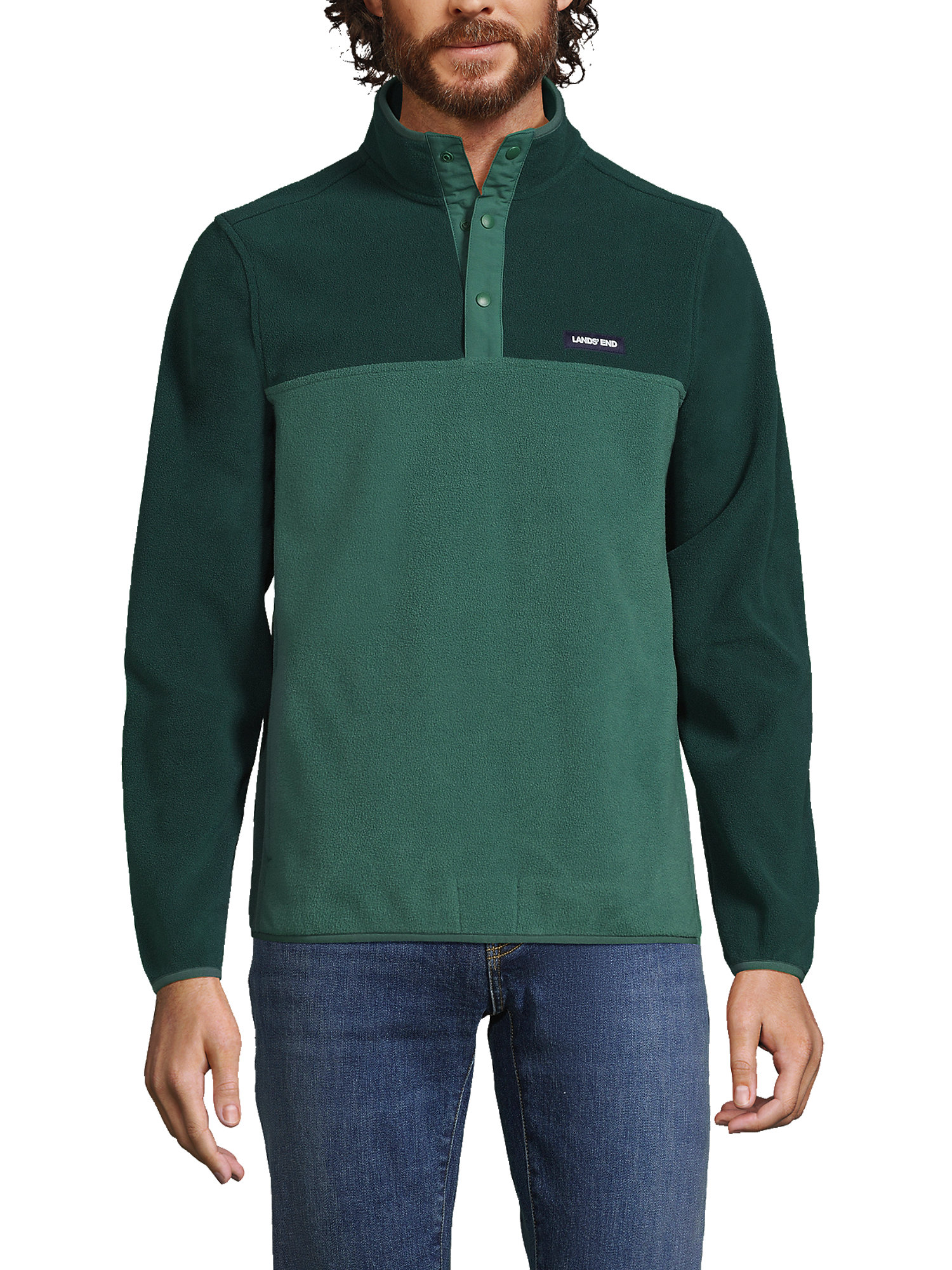Lands End Men s Heritage Fleece Snap Neck Pullover Walmart